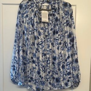 H&M Blue and White Floral Blouse